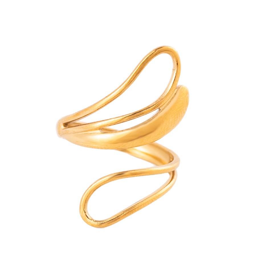 Stainless Steel Adjustable Open Ring - Titanium, Colorfast, Stackable, Electroplated Finish