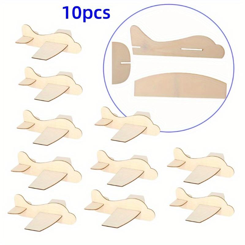 10pcs Unfinished Wooden Aircraft Models - DIY Handmade Craft Material for Graffiti, Painting, and Colouring Creative Art Projects, and Woodworking