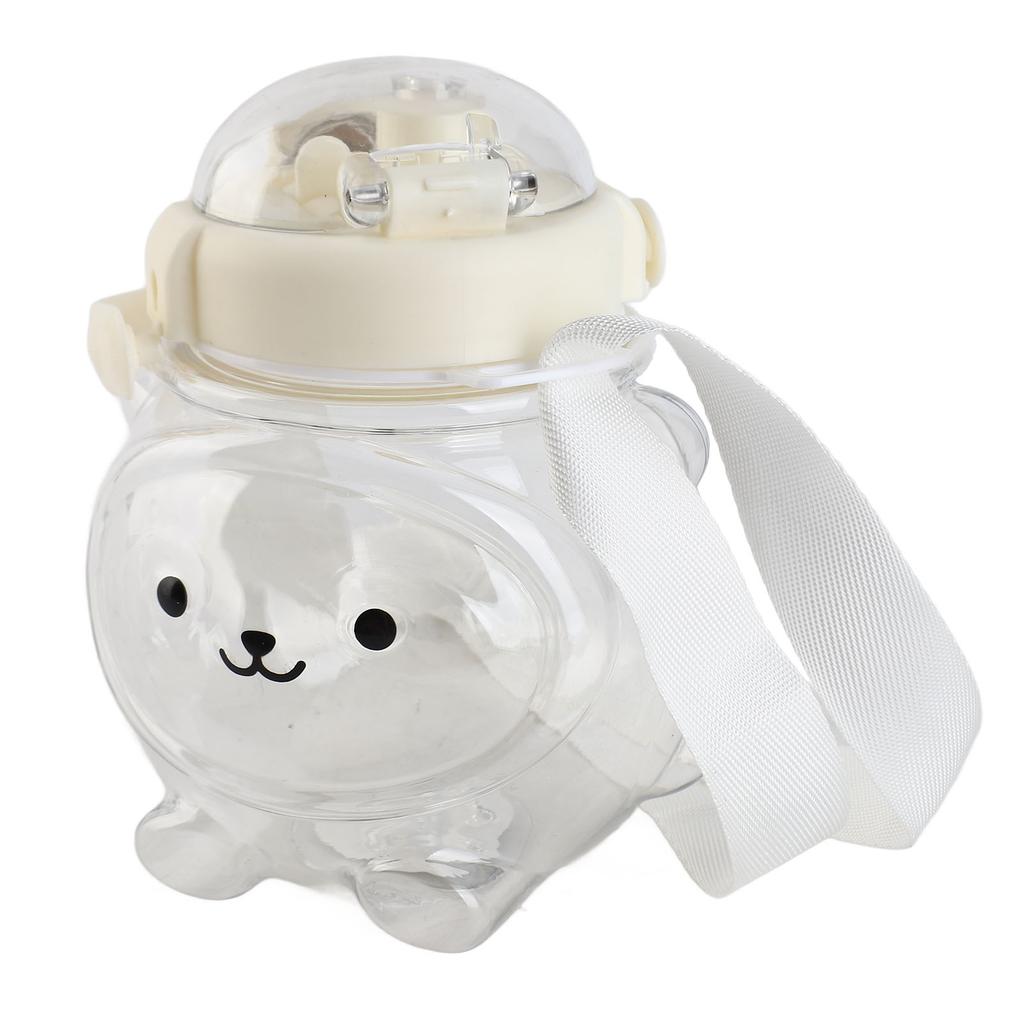 Large Water Bottle 1000ml Cartoon Bear Shape Portable Drinking Bottle with Straw Strap for Summer