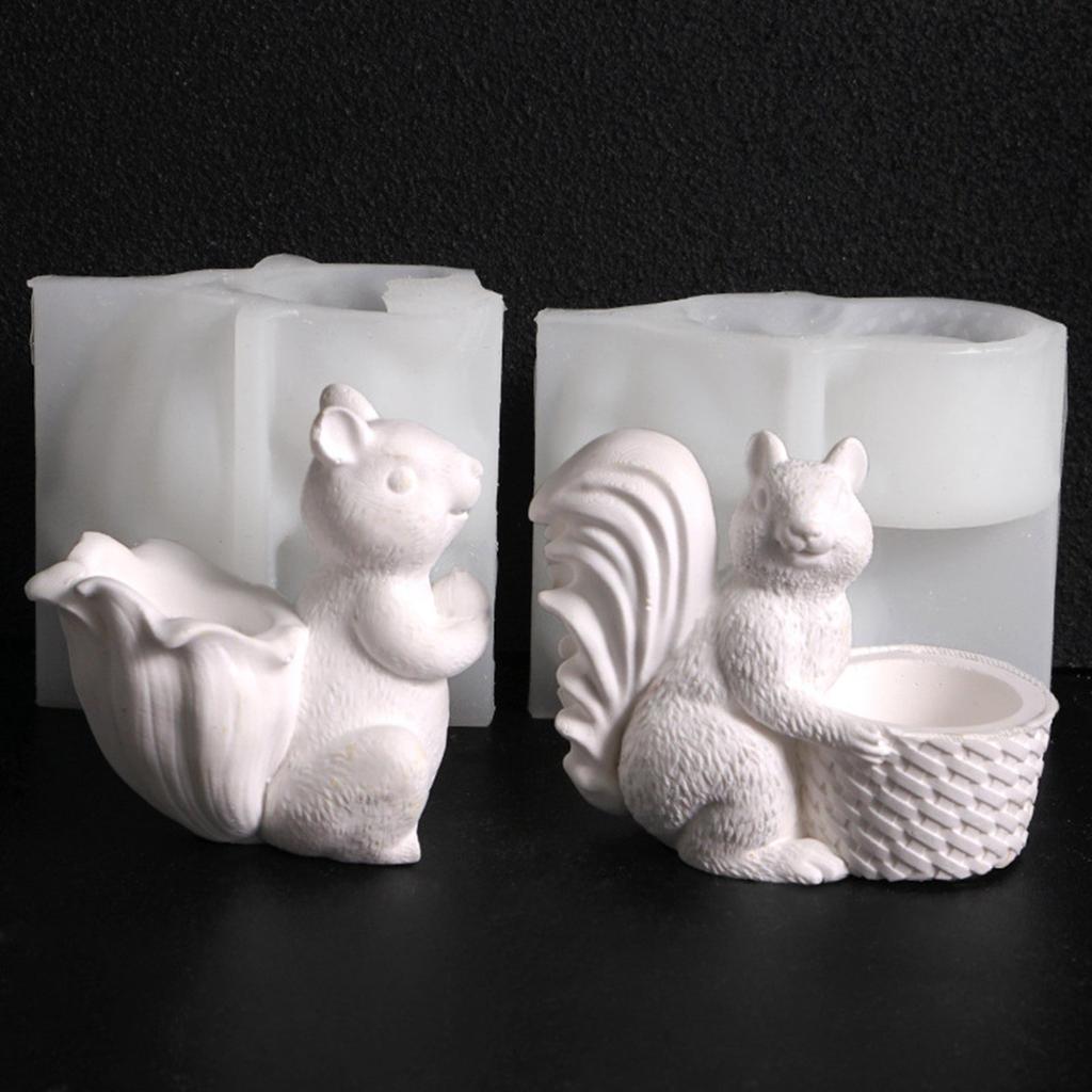 Food Grade Silicone Squirrel Basket Mould Set 2Pcs Crafting Tool for Resin Plaster Storage Box