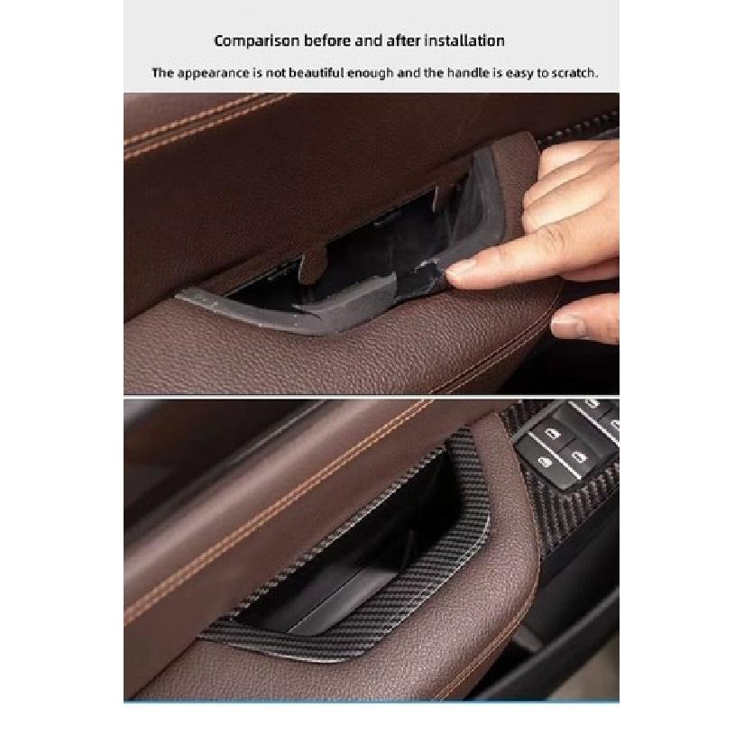 For BMW X3 F25 X4 F26 Black Beige Carbon Interior Door Handle Panel Cover Trim