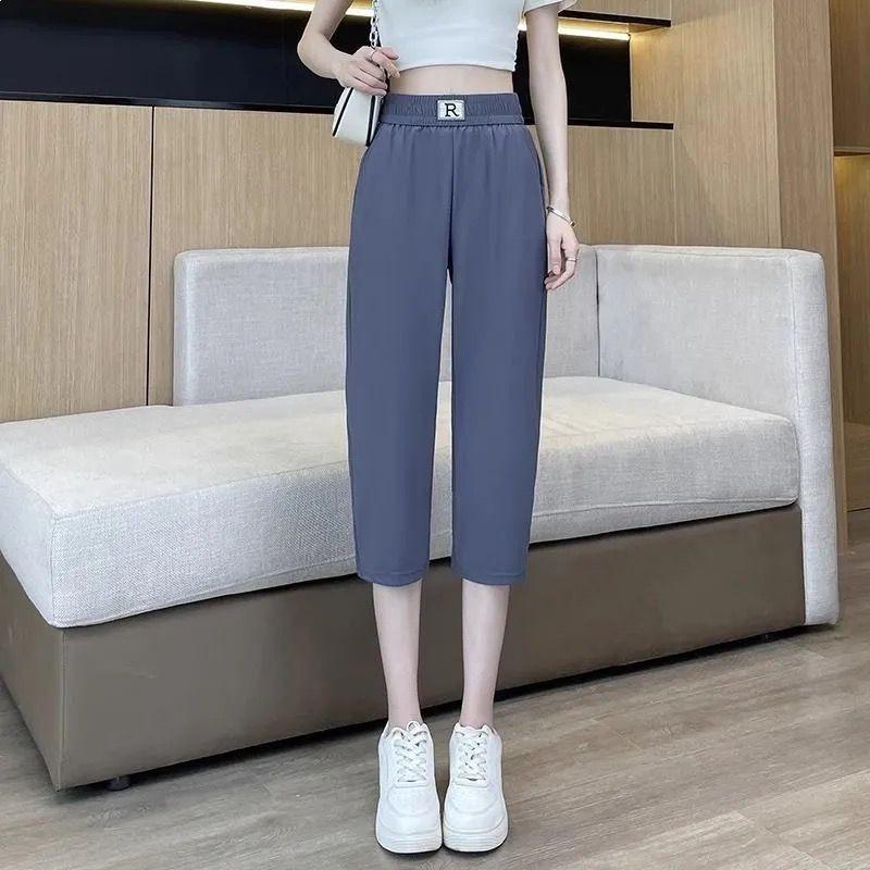 

Women s High-Waist Slimming Harem Pants - Summer Ice Silk, Quick-Dry, 2026 Style, Casual Sports, Nine-Tenths Length S (85-95 kg recommended)
