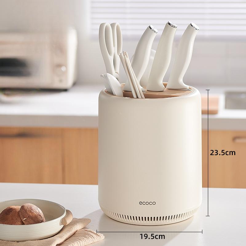 

Подставка для хранения ножей, бытовая столешница, кухонная подставка для ножей, многофункциональная подставка для ножей в форме цилиндра, интегрированная коробка для хранения 360 Rotation кремовый