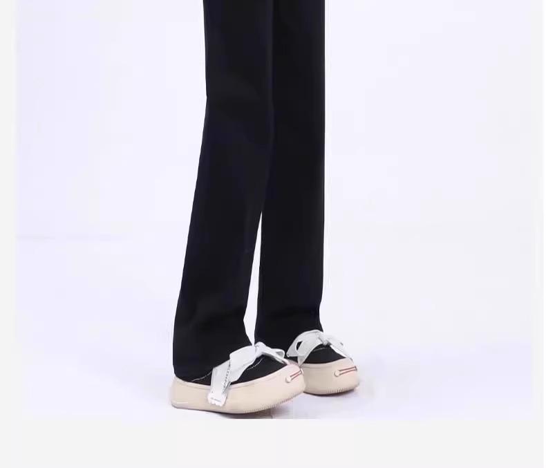 Women's High Waist Slimming Black Cigarette Jeans - Slim Fit Straight Leg Pants for Petite, Perfect for Spring and Autumn 2025