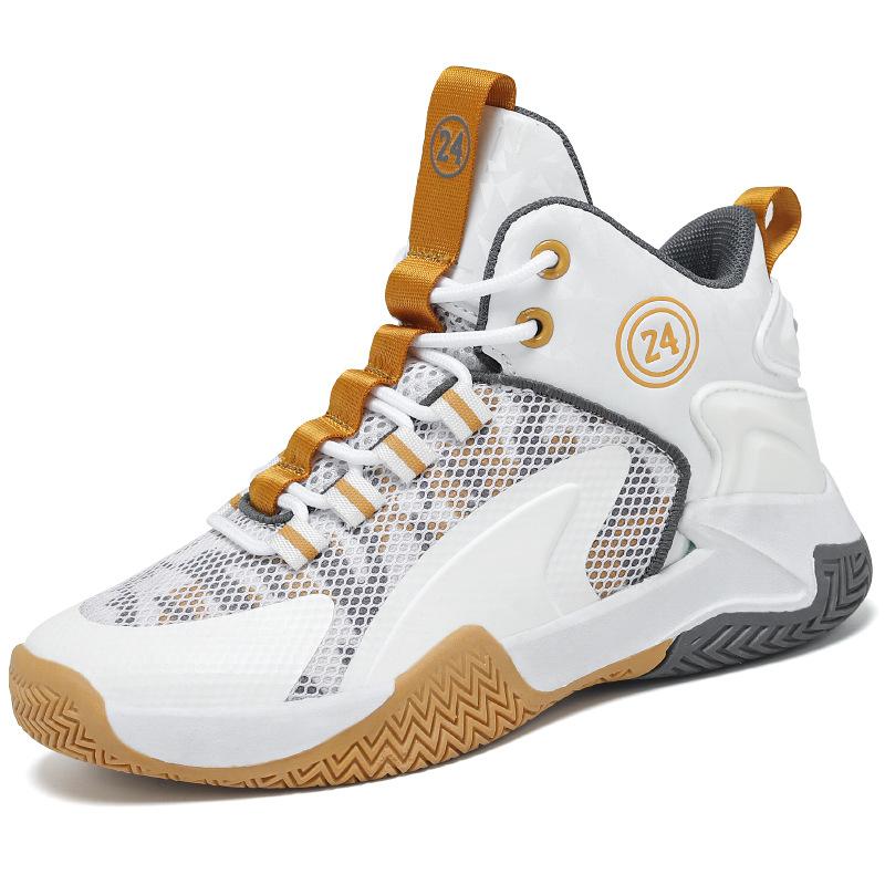 Children's basketball shoes Boys' students' sports running shoes Non-slip and wear-resistant breathable mesh medium and large children's white shoes
