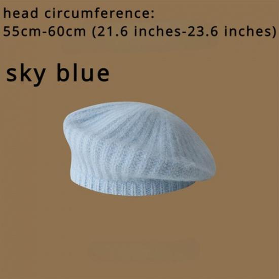 Женская вязаная шапка-бини, берет, ретро, теплая, для художника, повседневная, утолщенная, зимняя