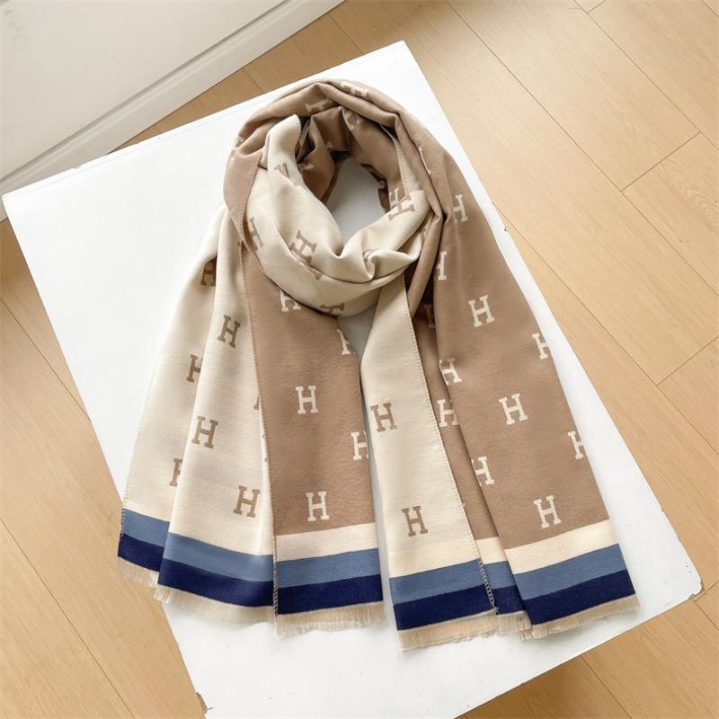 Camellia cashmere scarf women's winter senior sense versatile thickened warm scarf air conditioner shawl