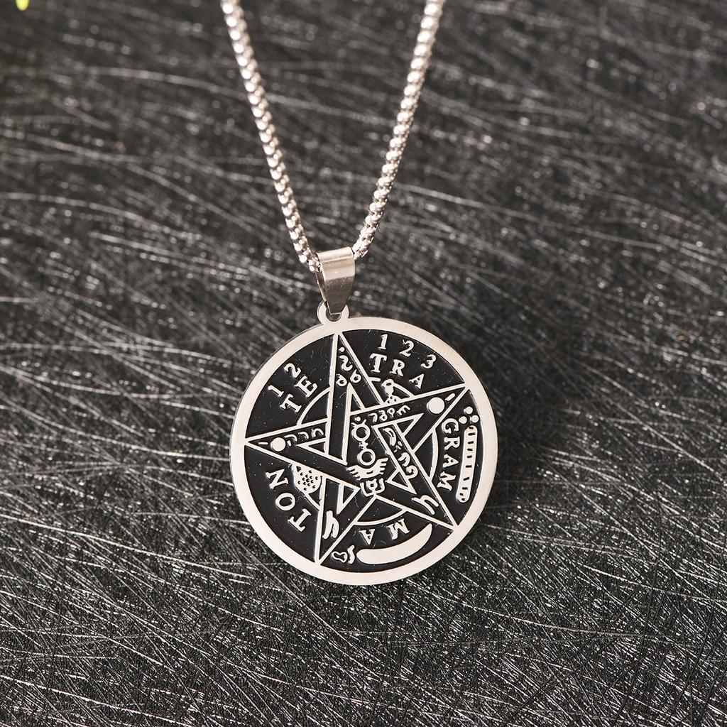 Salomons pentagramsigill Kabbalah hänge fyrtecknigt gudanamn amulett smycken rostfritt stål halsbandshänge