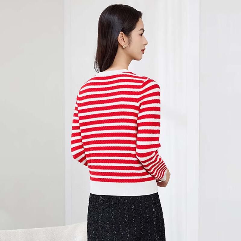 JESSIE Women's Retro Striped Short Knit Cardigan