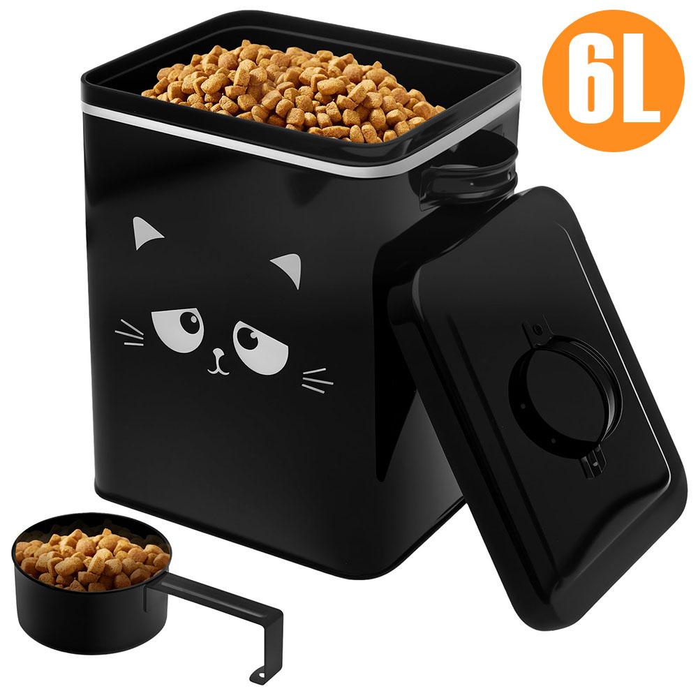Pet Food Storage Bin Iron Cat Treat Container with Lid 6L Large Capacity Airtight Dog Storage Bucket Pet Supplies Accessories