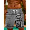 Pantaloni scurți casual de plajă pentru bărbați cu un imprimeu digital viu cu veliere