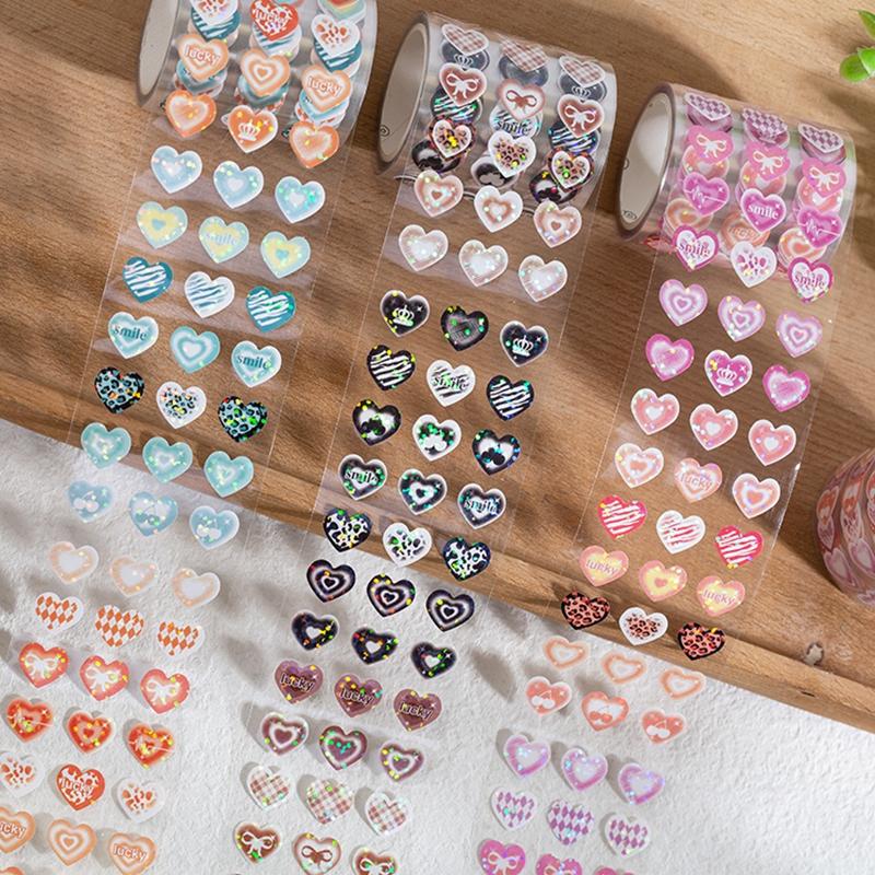 Cute Laser Love Heart Decorative Adhesive Tape Masking Tapes Planner Hand Account Album Diary Scrapbooking DIY Korean Stationery