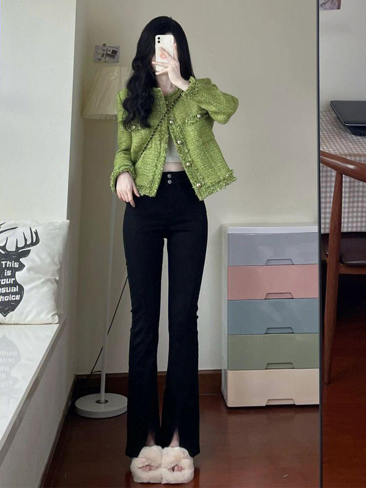 Spring 2025 Green Short Jacket | Celebrity-Inspired French Korean Style for Women
