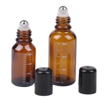 1Pc Amber Roller Ball Essential Glass Bottle Empty Perfume Roller Ball Refillable Liquid Container 5/10/15/30/50/100Ml Bottle