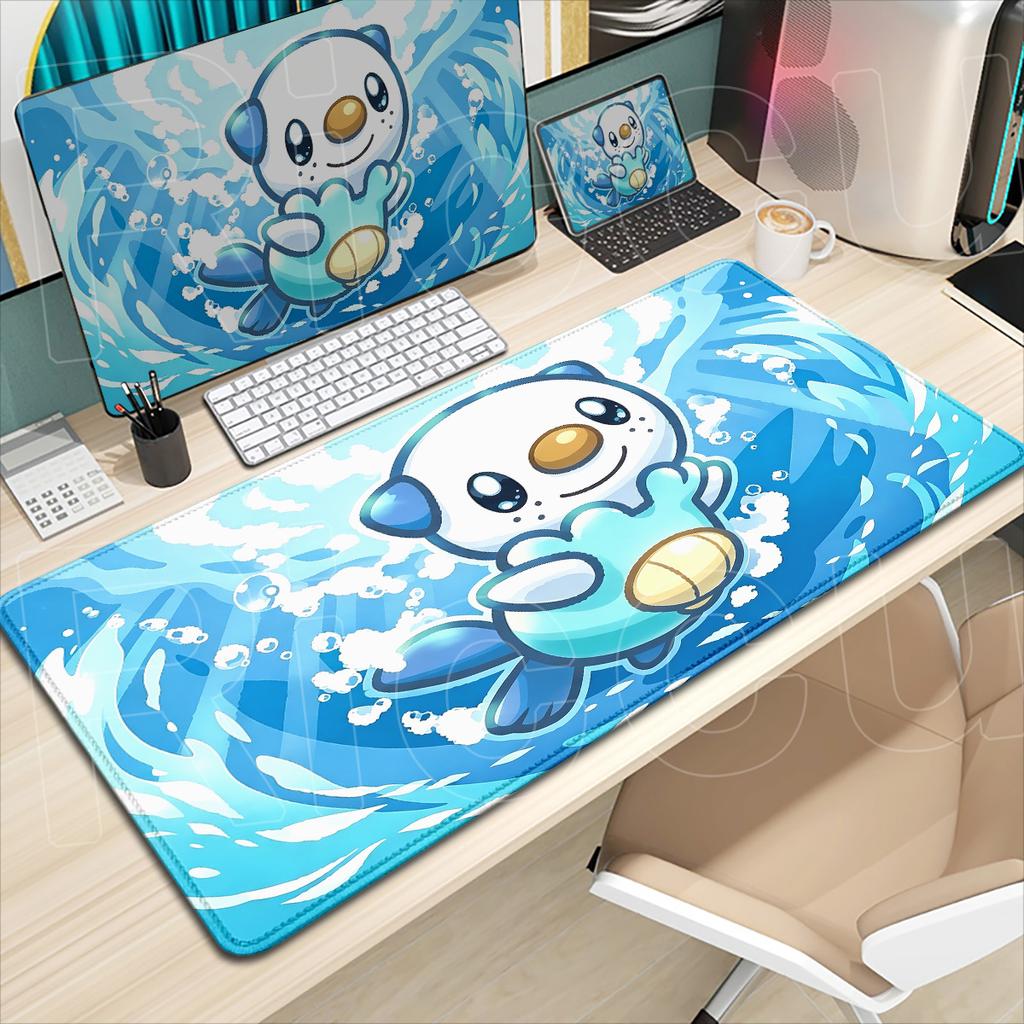 Grand Tapis de Souris pour Ordinateur Portable Gaming P-Pokemon Impression HD Tapis de Clavier en Caoutchouc Dessin Animé Mignon Oshawott 900x400mm Tapis de Souris