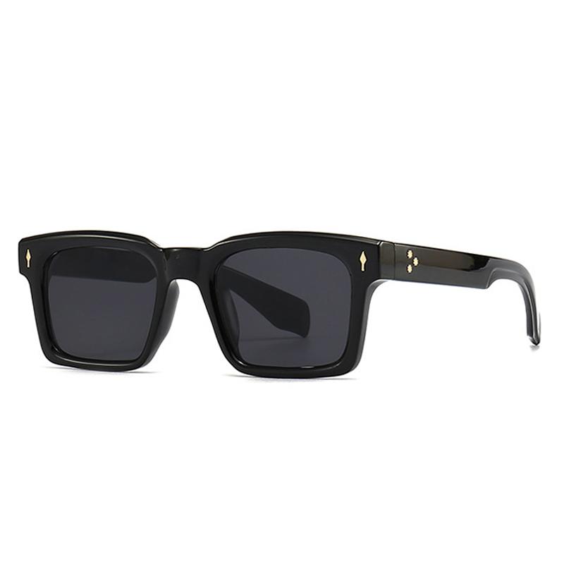 SO&EI Fashion Square Rivets Gradient Sunglasses Men Shades UV400 Vintage Dark Green Trending Women Sun Glasses
