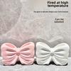1pc Ceramic Bow Toothbrush Holder Ornament Ceramic Toothbrush Toothpaste Storage Rack Bathroom Accessories Brush Holder