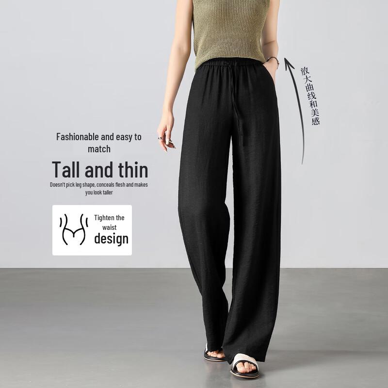 HSTYLE Linen Blend Wide-Leg Casual Pants for Women