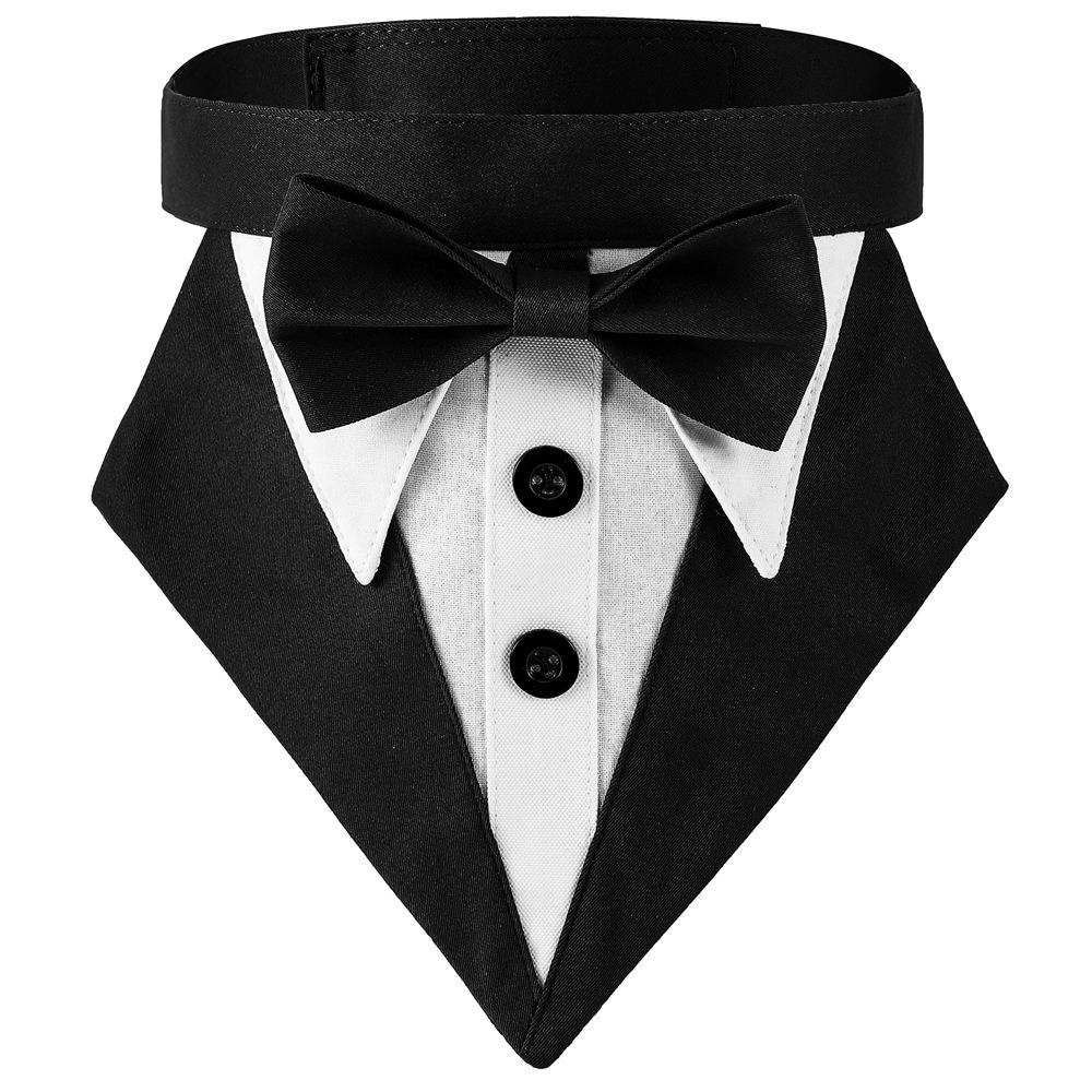 Comfortable Dog Necktie Formal Tuxedo Dog Suit Triangle Scarf Dog Bandana Collar Pet Accessories S чёрный