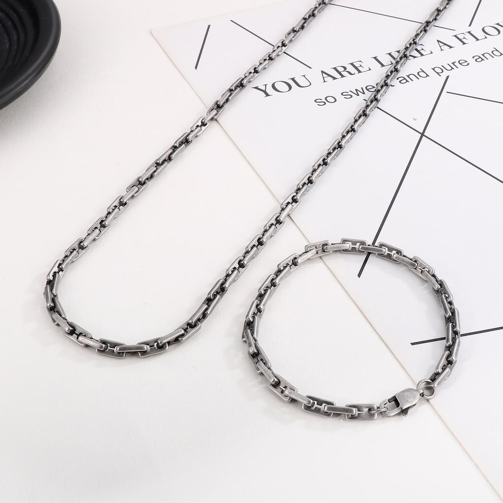 KALEN 5mm 4 Color Geometry Link Chain Bracelet & Necklace Jewelry Set Men Women Stainless Steel 304 Fashion New In Accessories
