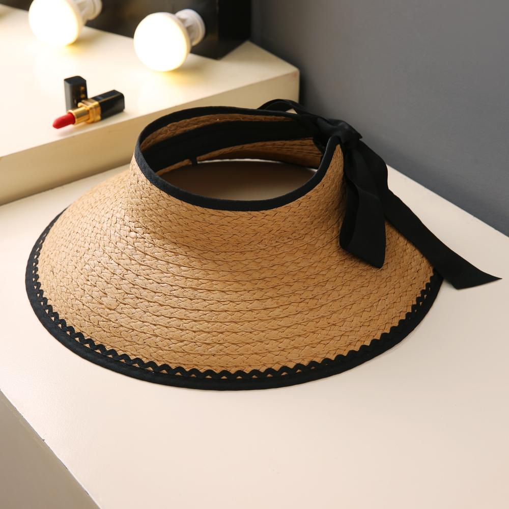 

Women s Summer New Style Sun Hat Large Brim Empty Top Straw Hat UV Protection Non-Lightproof Big Brim Hat Travel Cap Adjustable хаки