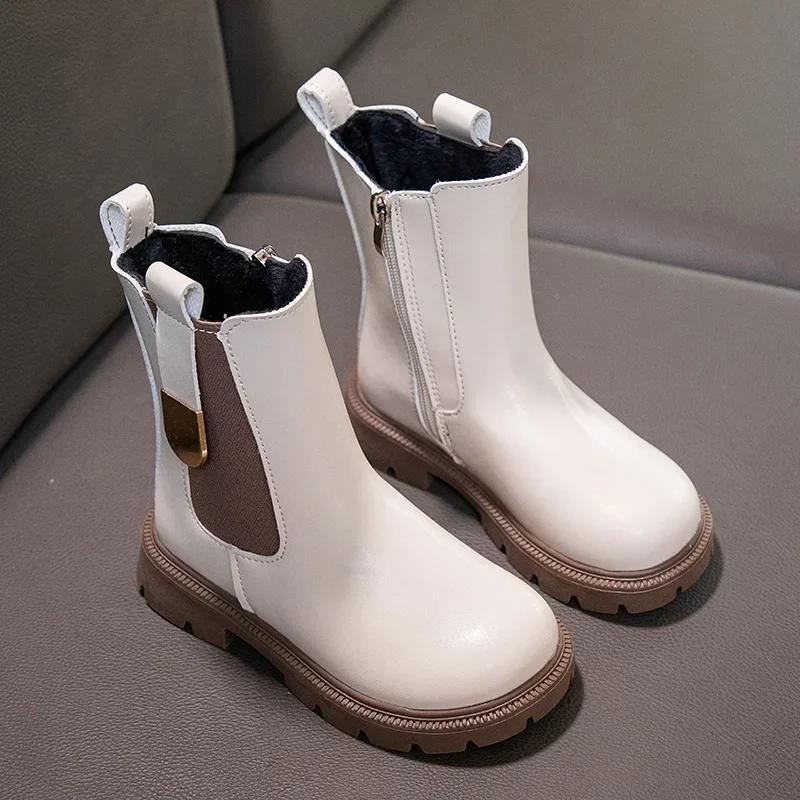 Autumn Winter Girls' Boots Kids Shoes Girl Fall Chelsea Boots British Child Winter Warm Waterproof Ankle Boots