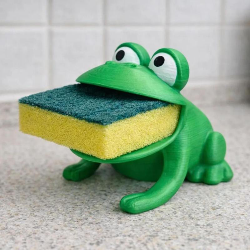 Cartoon Frog Draining Dish Brush Holder 1PC Hollow Tray Sponge Storage Rack Non-slip for Kitchen Sink Counter Organizer