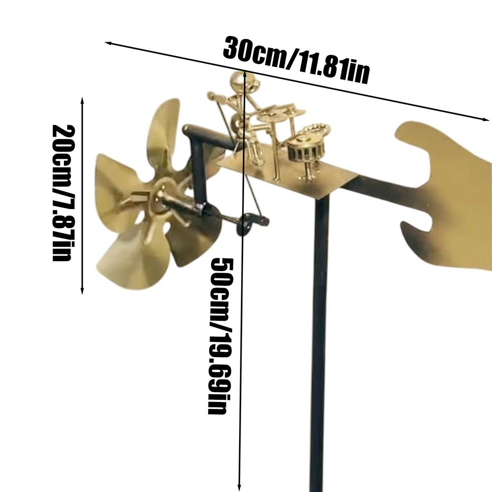 Handmade Metal Drummer Windmill Decorative Wind Power Rock Art Statue Wind Spinner  for Garden Yard Patio Lawn Porch Decoration