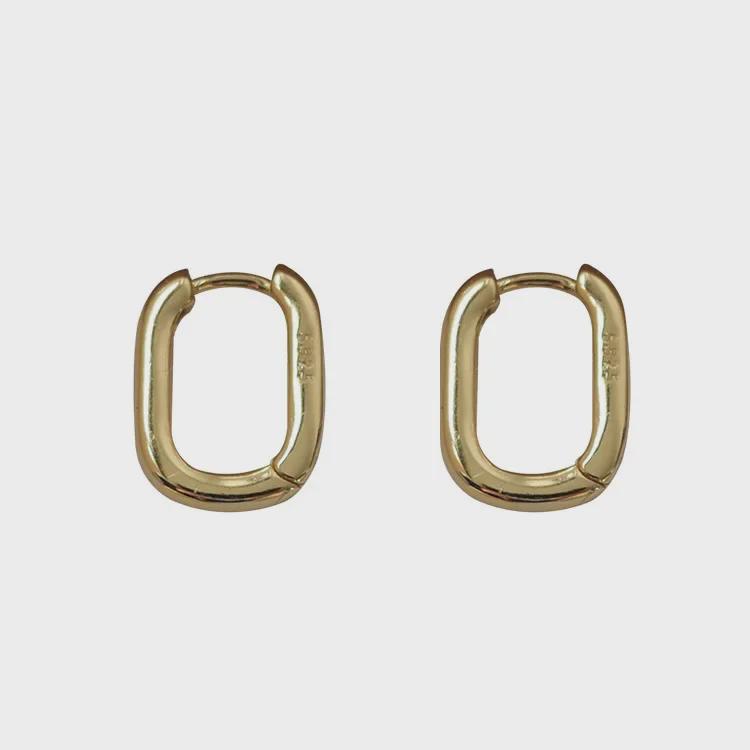 Trendy Retro Silver U-Shaped Oval Earrings for Women – Stylish, Simple, Cool Circle Design
