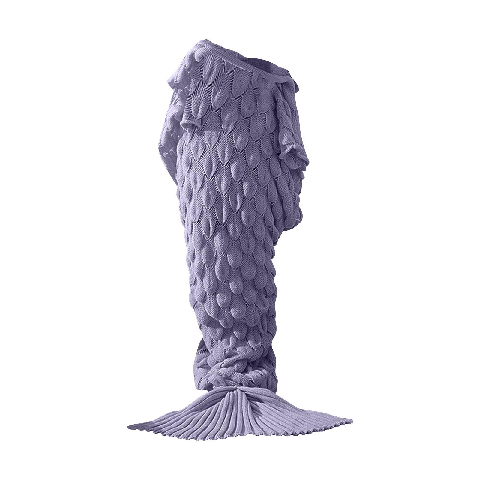 

Вязаный плед Русалка Рыба Плед для сна Рыбий хвост Плед One Size фиолетовый