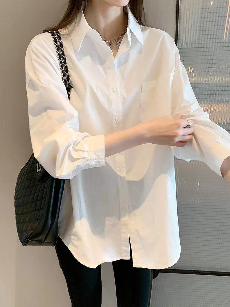Stylish Women's Pure Cotton White Shirt for Spring/Autumn