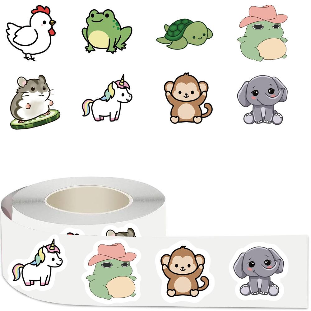 500PCS/Roll Fun Cartoon Animal Roll Stickers Classic Children's Sticker DIY Phone Guitar Laptop Notebook Suitcase Kids Toys