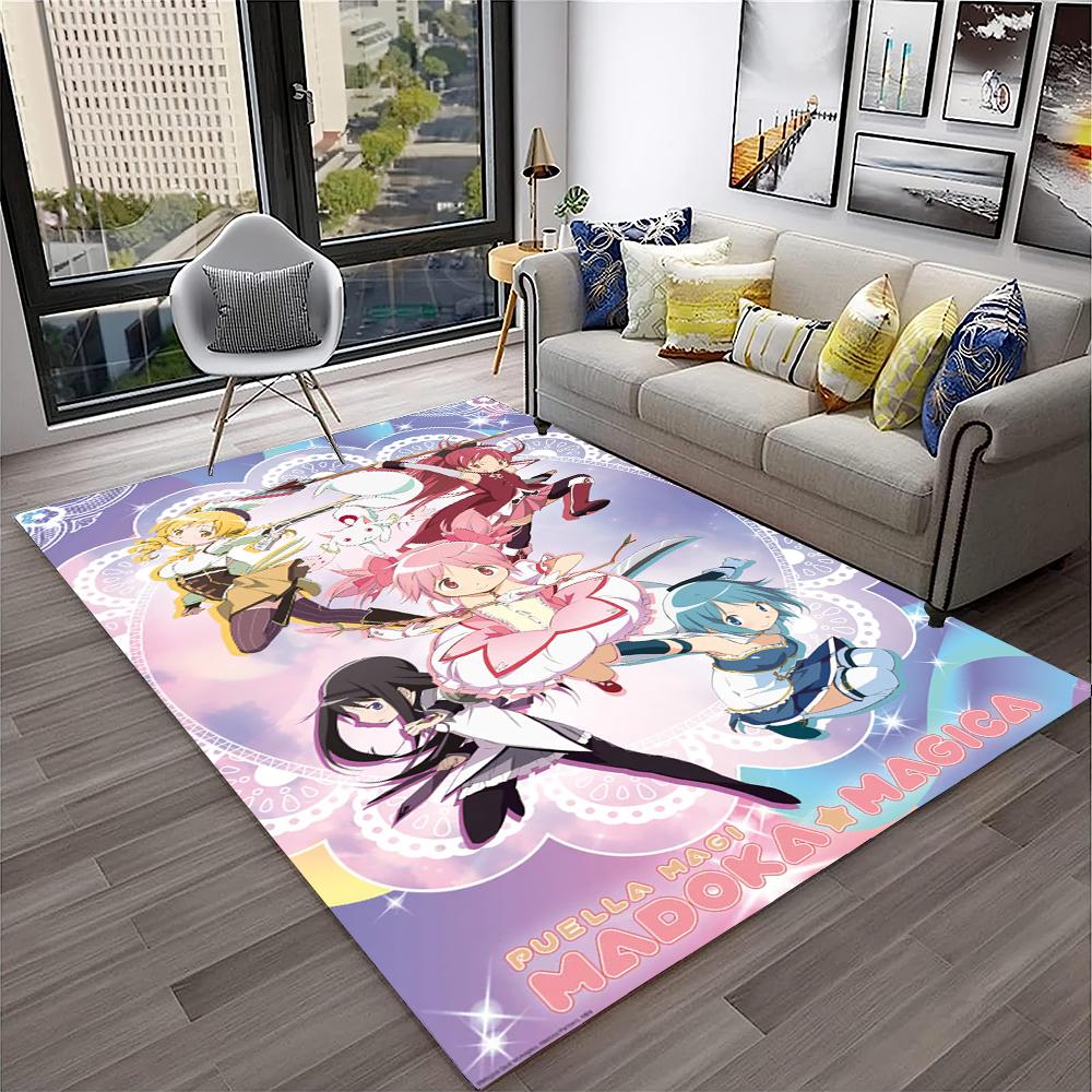 3D Cartoon Puella Magi Madoka Magica Carpet Rug for Home Living Room Bedroom Sofa Doormat Decor,kids Area Rug Non-slip Floor Mat