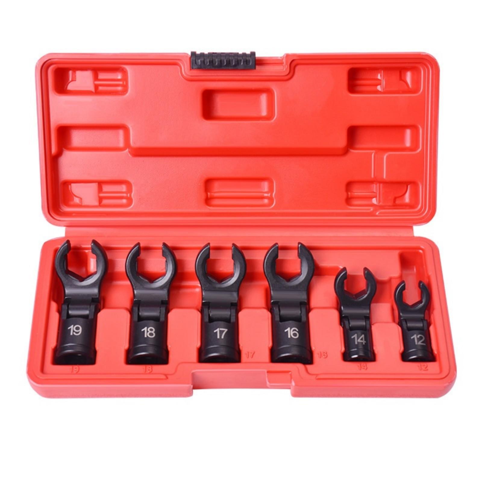 

Набор из 6 шт. 12 мм-19 мм Торцевые головки для топливопроводов с гибкой головкой Набор торцевых головок Crowfoot для гаек с приводом 3/8 дюйма Эргономичная рукоятка One Size