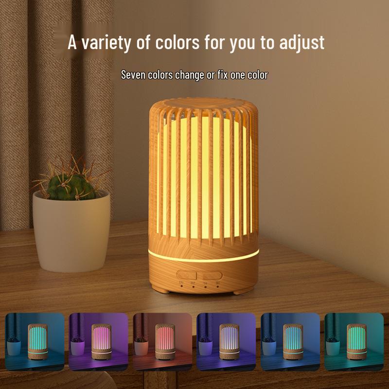 Wood Grain Ultrasonic Aroma Diffuser for Bedroom - Silent Essential Oil Humidifier