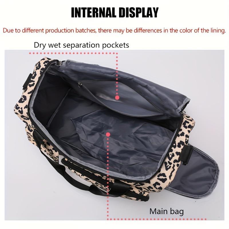 Large Capacity Stylish Leopard Print Travel Duffel Bag, Casual Sports Gym Bag with Shoe Compartment, Spacious Overnight Carry-On Handbag