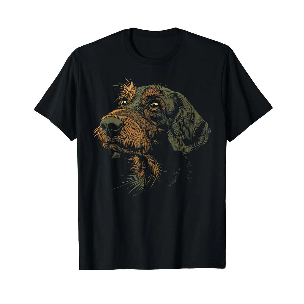 Rauhaardackel Dachshund Teckel Dog Hunting Portrait T Shirt Vintage Stylish Slightly Soft Top For Everyday Wear Fashion