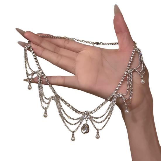 Sparkling Rhinestone Choker Faux Diamond Drop Pendant Necklace