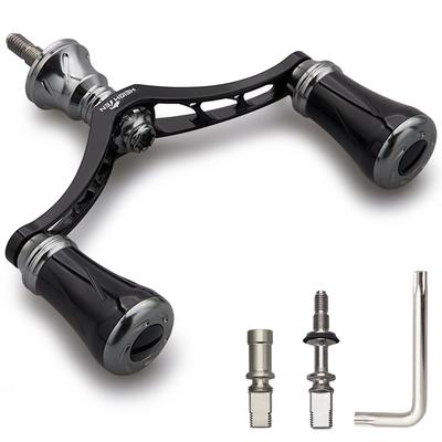 HEIGHTEN Reel Handle 80mm 95mm 98mm with 20mm 19mm Knob for Shimano Daiwa Spinning Reels Pillar Series Black Gunmetal