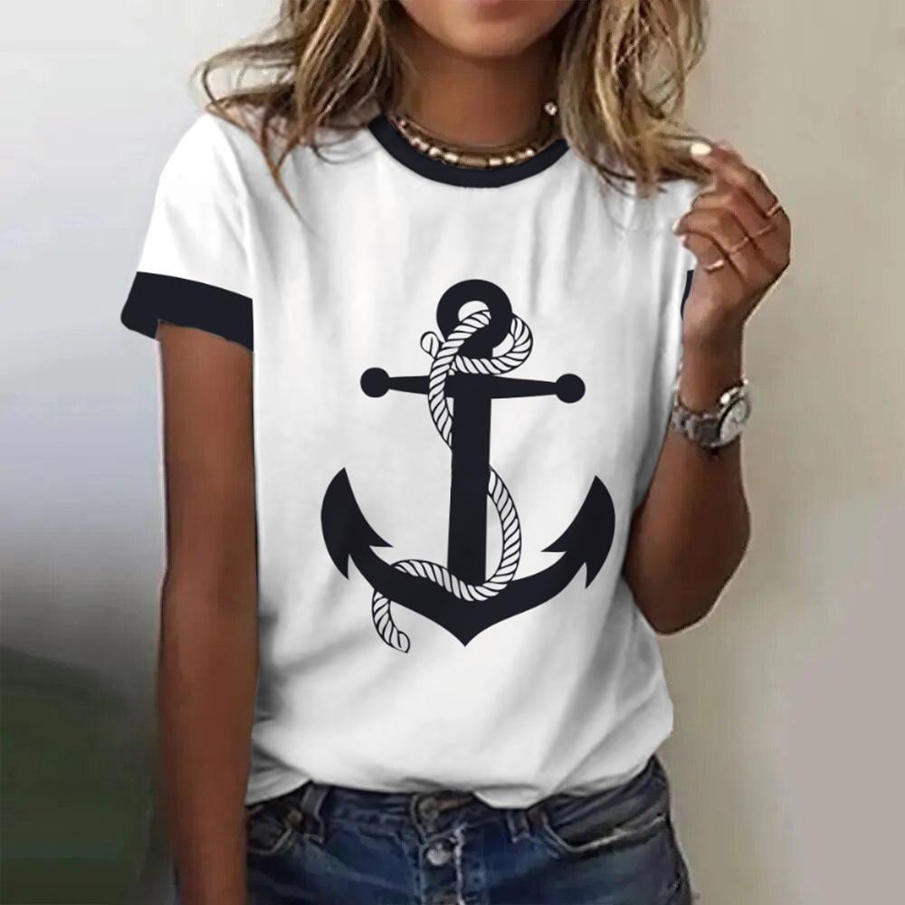 Summer Boat Anchor 3D Print Women's T-Shirts Women Casual Short Sleeve T Shirt Fashion O-Neck Tees Harajuku Tops Female Clothing