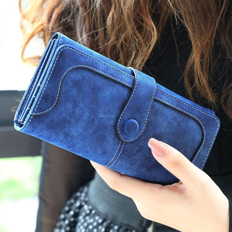 2025 Korean Style Retro Long Zipper Wallet - Women's Frosted Purse & Phone Holder