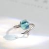 925 Silve Blue Dropwise Glaze Ring for Women Girl Gift Zircon Butterfly Sweet Romantic Jewelry