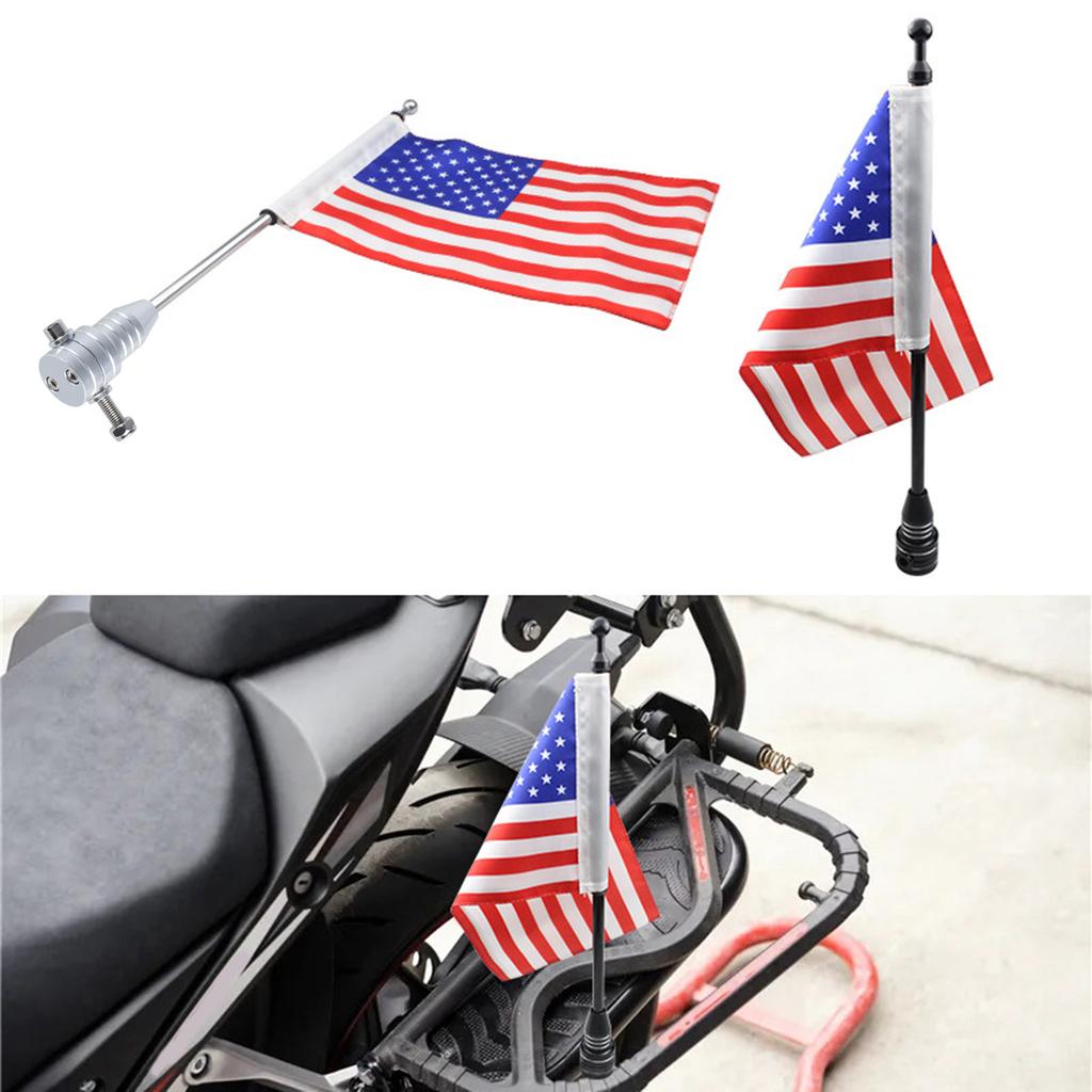 Motorcycle Flagpole Mount Steel 15" Flag Pole Fixed Mount for Luggage Rack Motorcycle Decoration