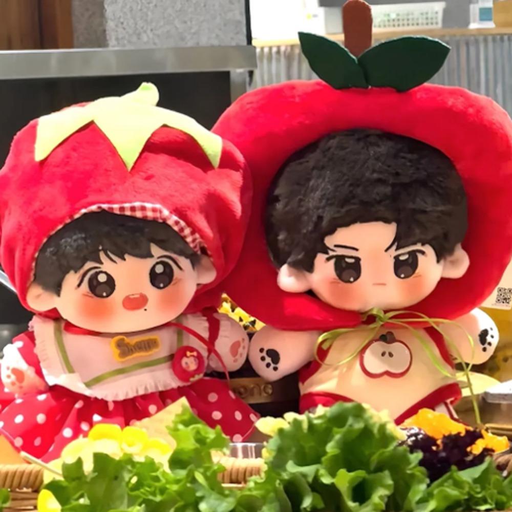 1 Set Tomato Skirt 20cm Cotton Doll Clothes Fruit Hat with Shoes Cotton Doll's Clothes Fashion Mini Doll Clothes