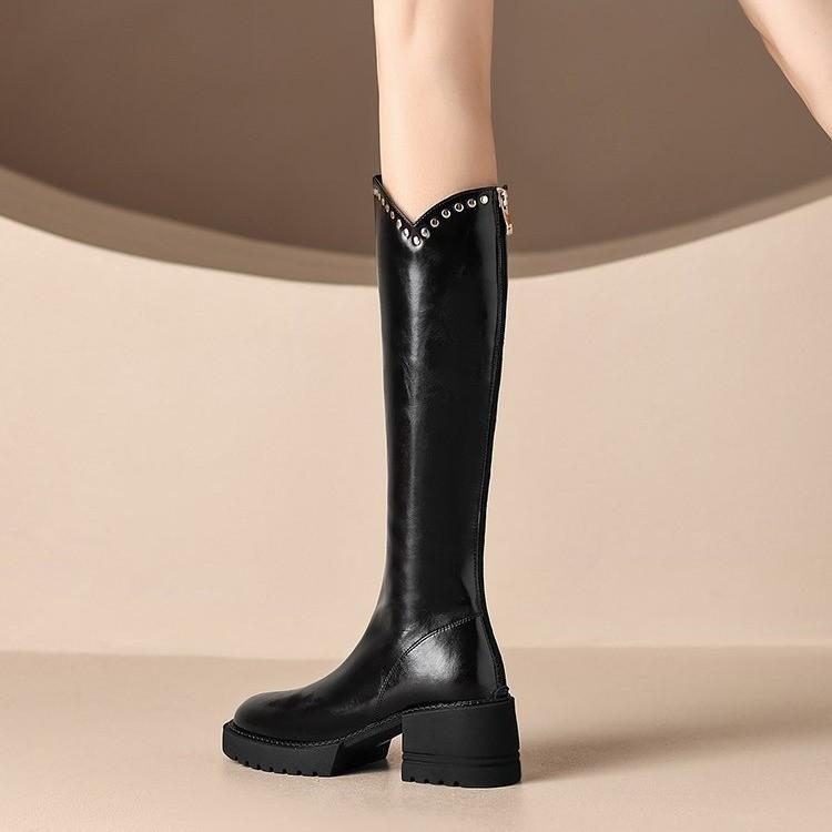 Small Thick Heel High Boots Women's Spring and Autumn 2025 New Models But Knee Boots Velvet High Heel Knight Boots