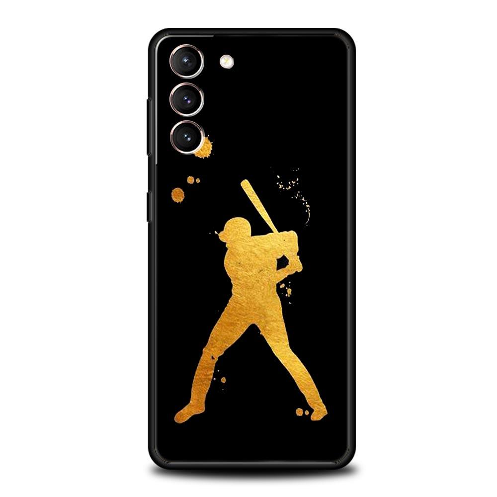 Baseball Phone Case For Samsung Galaxy S25 S24 S23 FE S22 Ultra S20 S21 5G S10 Plus S10E Soft Black Cover