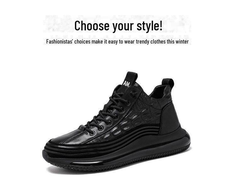 2024 Men's Trendy Korean Leather Sneakers: Casual, All-Match Sports Shoes