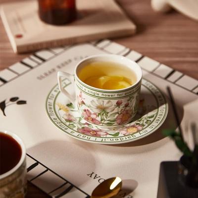 French Vintage Afternoon Tea Cups for Home Use Light Luxury Floral Ceramic Coffee Mug & Saucer Gift Box Friend's Birthday Gift