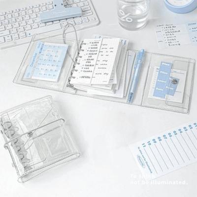 Ins A7 Refillable Notebook Tri-Fold PVC Loose Leaf Notebook Simplicity Style Clear Accordion Journal for Students