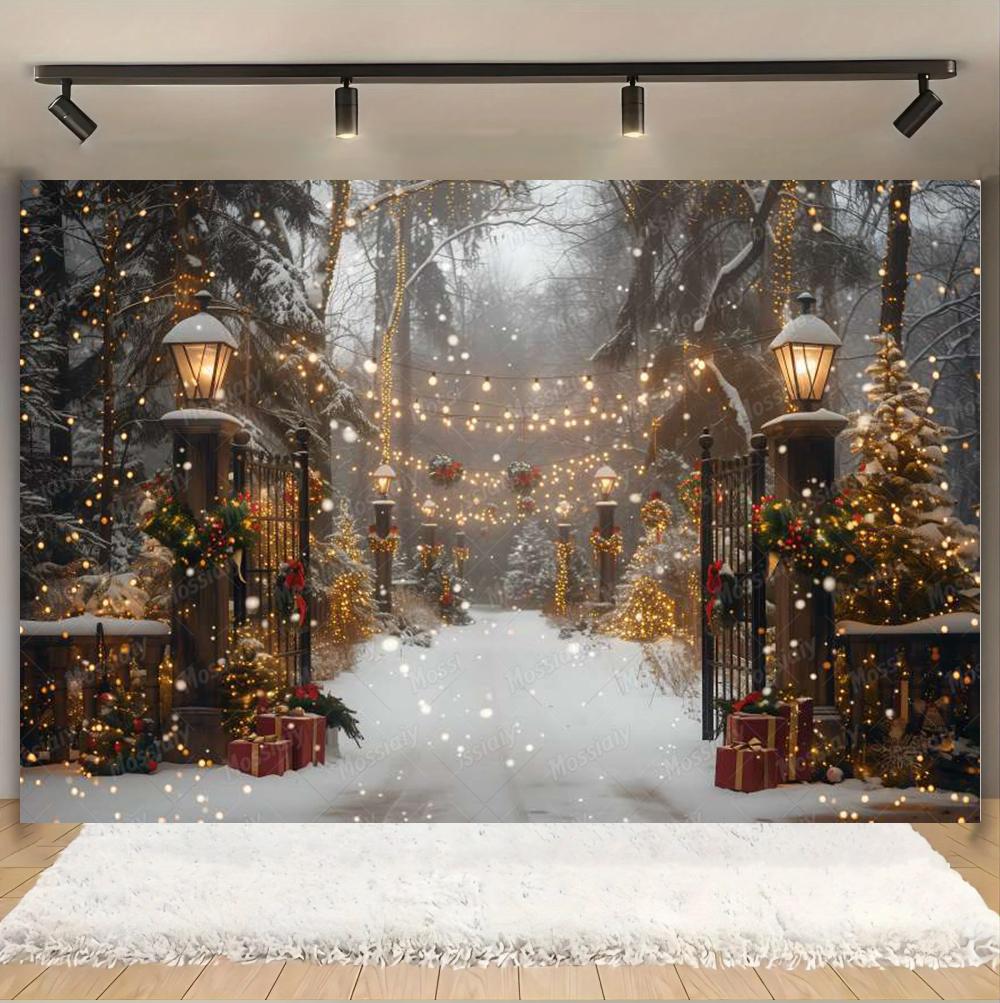 Weihnachts-Hintergrund Fotografie Winter Schnee Weihnachtsbaum Dekoration Neujahrsparty Erwachsene Kinder Foto Hintergründe Banner Requisiten